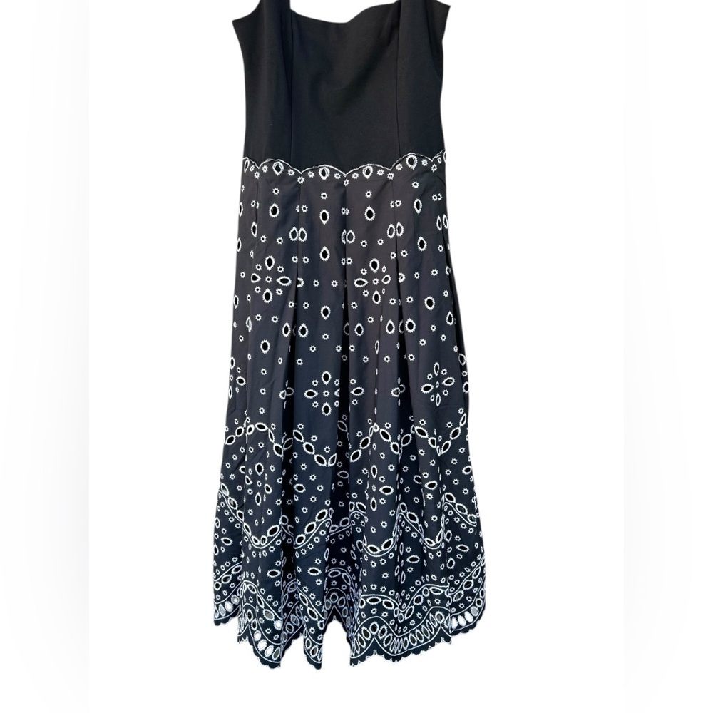 NWT Maeve Sleeveless Square-Neck Eyelet Midi Dress - Size Large - Black - Picture 8 of 14